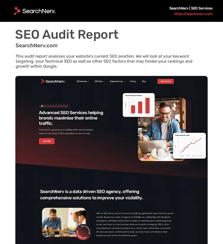 An example of an SEO Audit report by SearchNerve